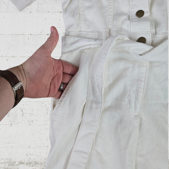 Avec Les Filles White Denim Playsuit Utility Classic Contemporary Romper Size XS - Picture 2 of 6